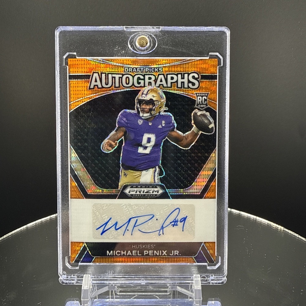 2024 Prizm Draft Picks Michael Penix Jr Auto RC /49 Orange Pulsar Washington